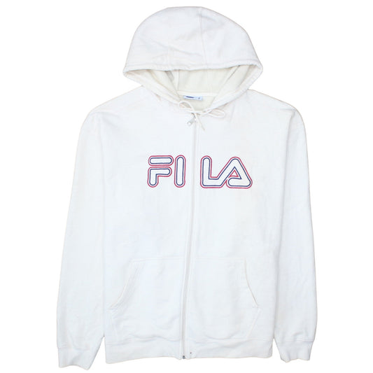 FILA Mens White Full Zip Hoodie XL Logo Sportswear