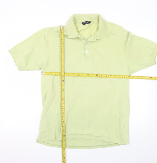 Marks and Spencer Men's Green Polo Shirt Medium Cotton Stretch