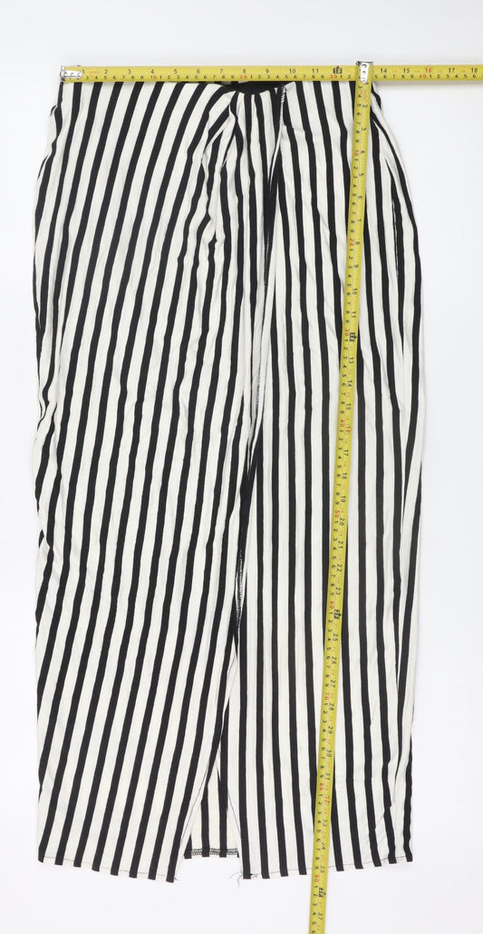 Bershka Women’s Black Striped Midi Wrap Skirt Size 12