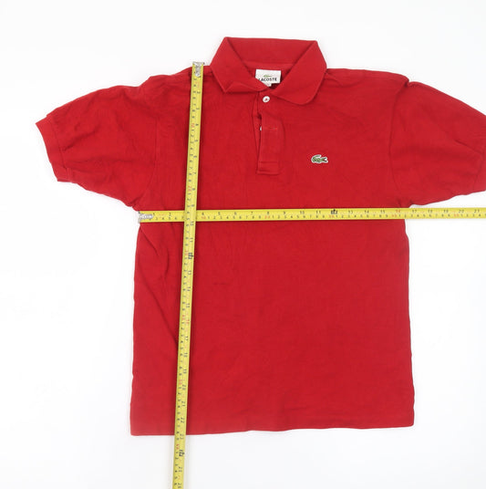 Lacoste Boys Red Cotton Polo Shirt Short Sleeve 16 Years Logo Summer Top