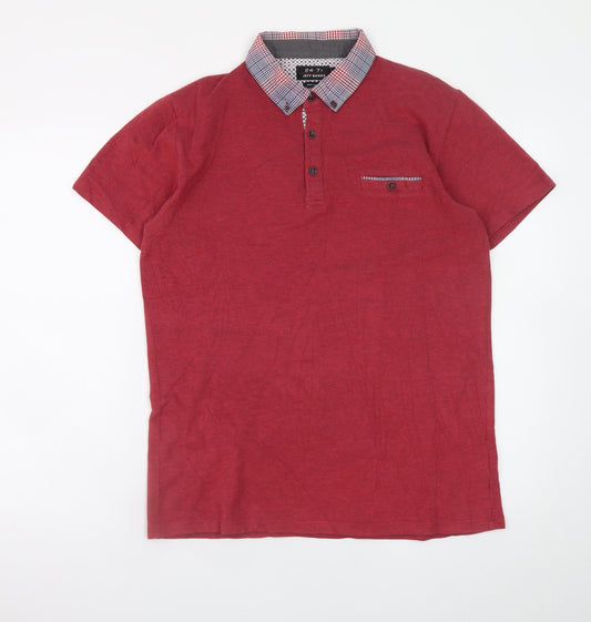 Jeff Banks Men’s Red Cotton Polo Shirt Size L 24:7 Short Sleeve