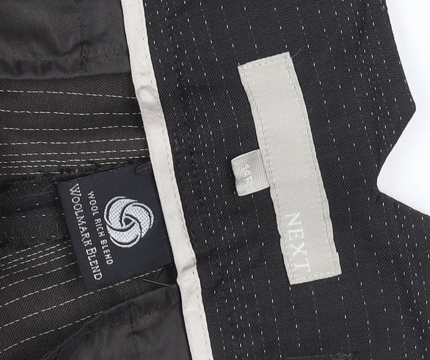 Next Women Black Pinstripe Wool Blend Trouser Suit Pants Size 14