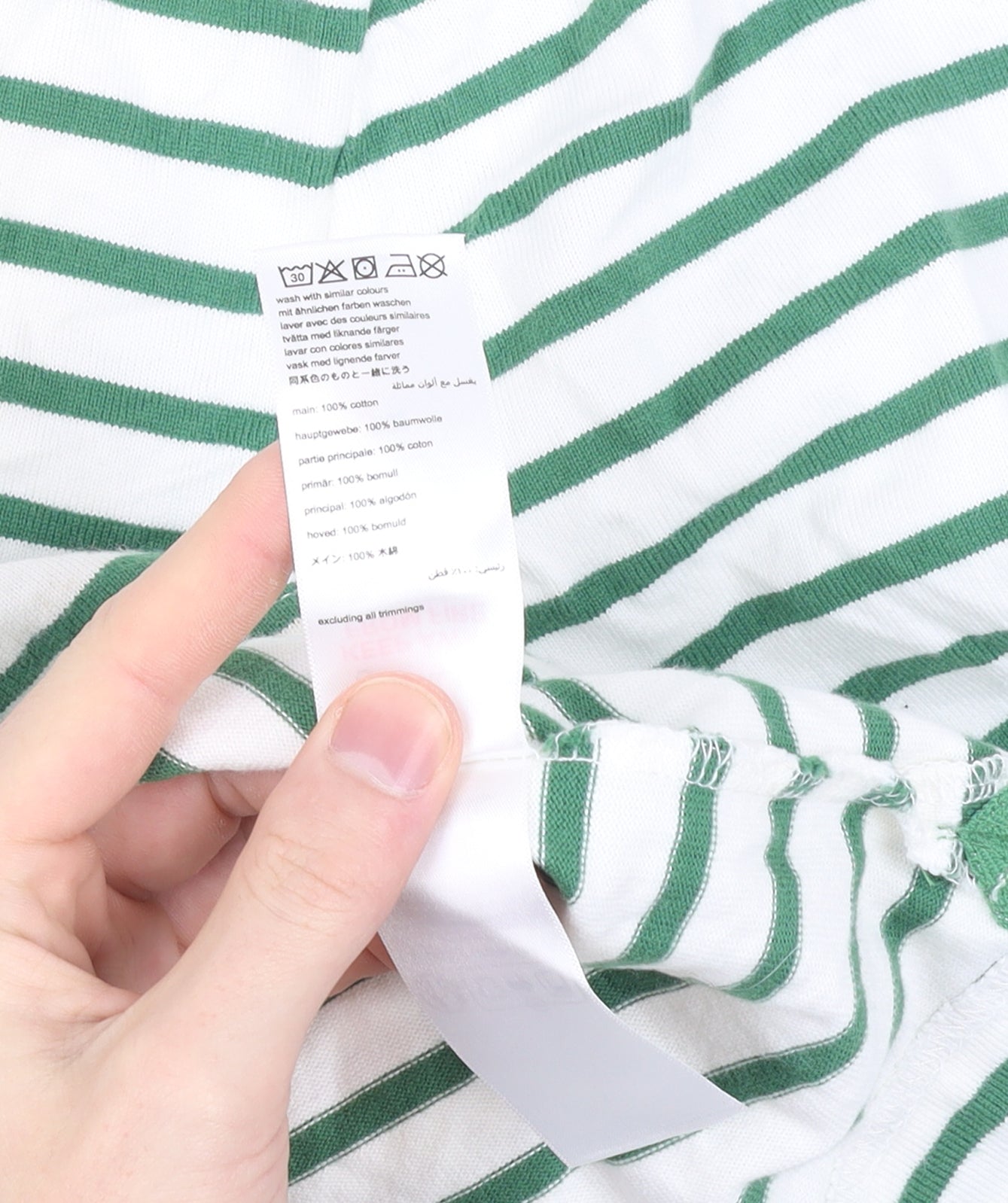 Joules Women’s Green White Striped Long Sleeve Cotton T-Shirt Size 14