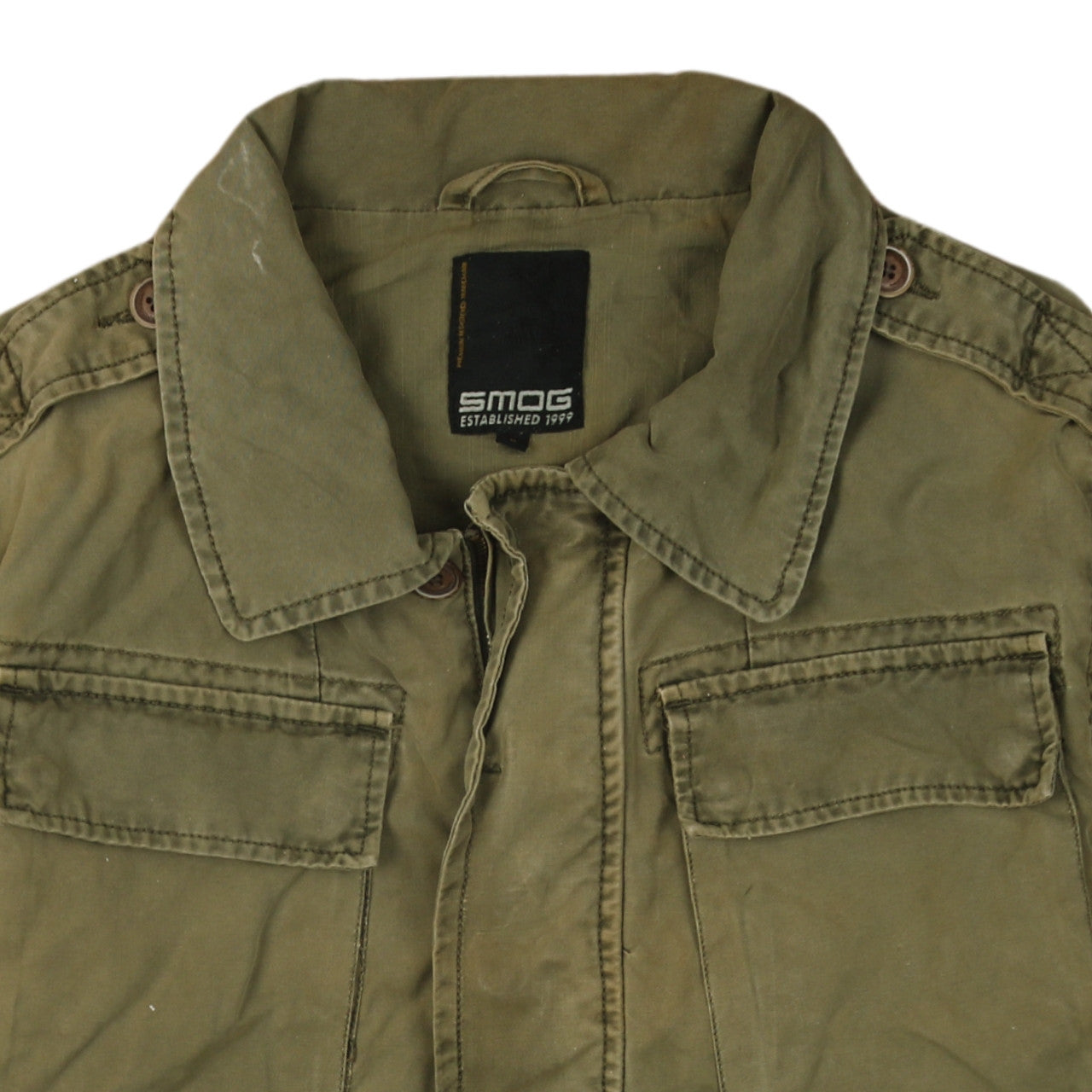 SMOG Men’s Green Cotton Military Jacket L Casual Style