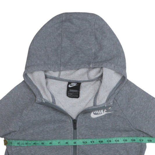 Nike Boys Grey Full Zip Hoodie Size 146cm Fleece Lined Sweatshirt