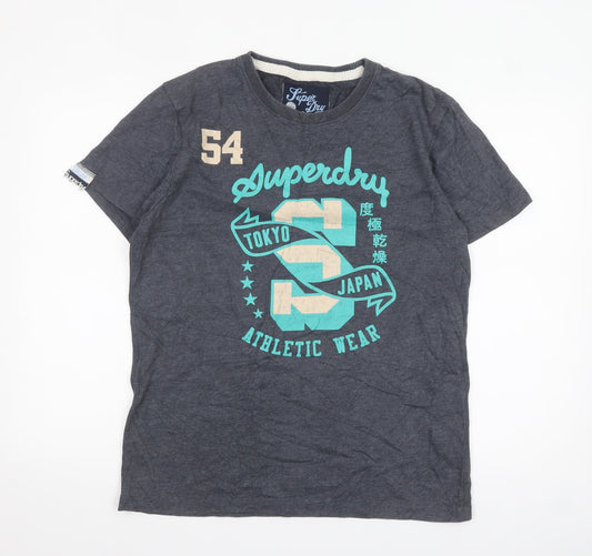 Superdry Men's Grey Graphic Athletic Short Sleeve T-Shirt Size L