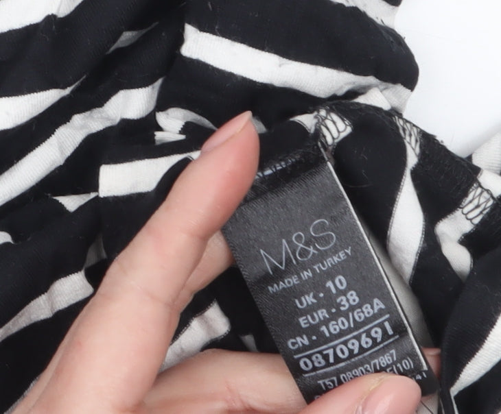 Marks and Spencer Women Black Striped Pencil Skirt Size 10