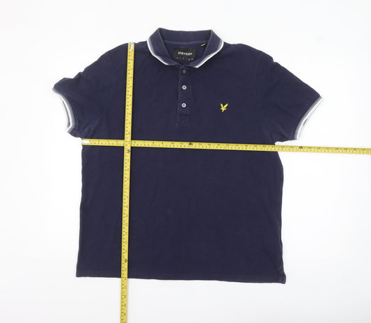 Lyle & Scott Men's Blue XL Cotton Polo Shirt Classic Logo Style