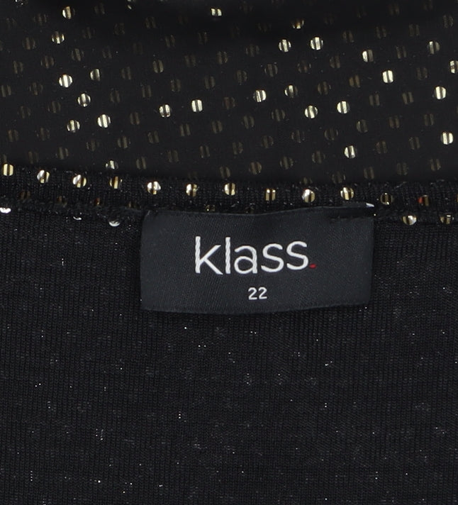 Klass Womens Black Sequin Tunic Blouse Size 22 Party Top