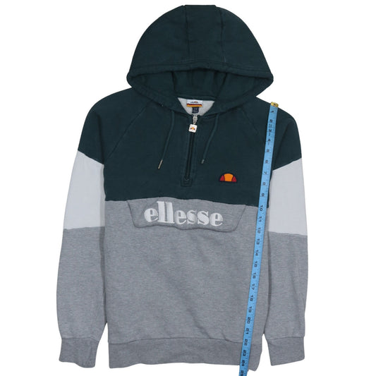 Ellesse Men's Grey Colour Block 1/2 Zip Hoodie Size S