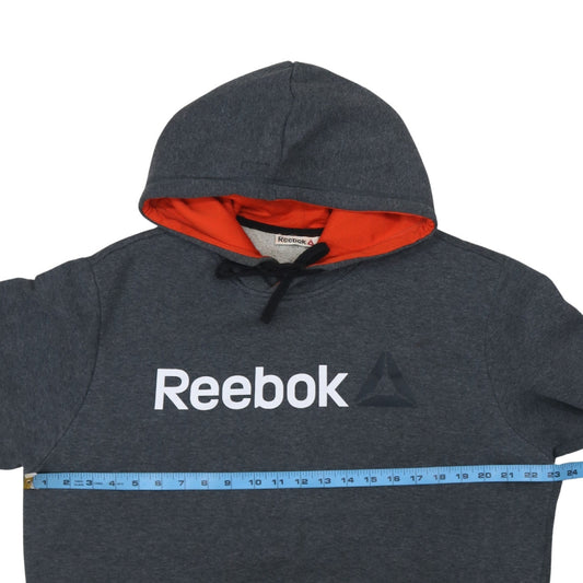 Reebok Men's Grey Hoodie L Pullover Logo Cotton Blend Warm Sweatshirt