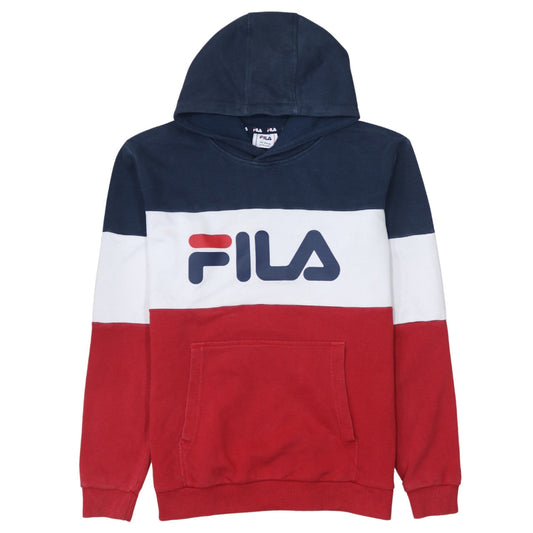 Fila Boys Red White Blue Pullover Hoodie 13-14 Years Cotton Blend Colourblock
