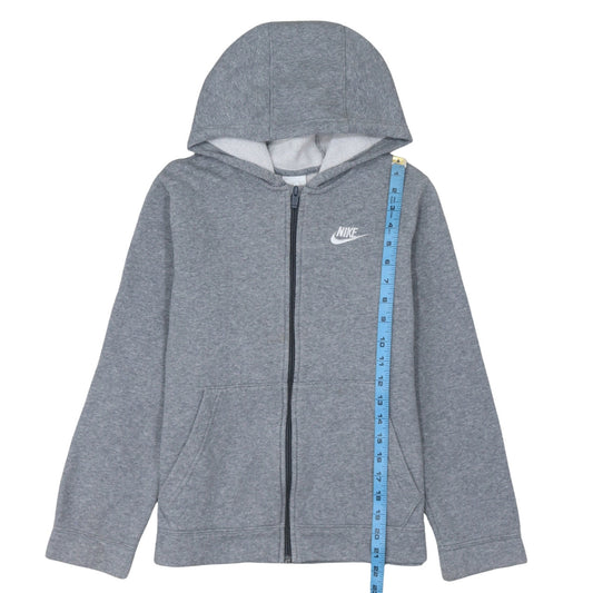 Nike Boys Grey Full Zip Hoodie L 147-158cm Fleece Lined Casual Sweatshirt