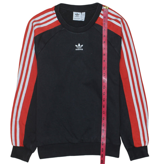 Adidas Women Black Red Crew Neck Long Sleeve Sweatshirt XS
