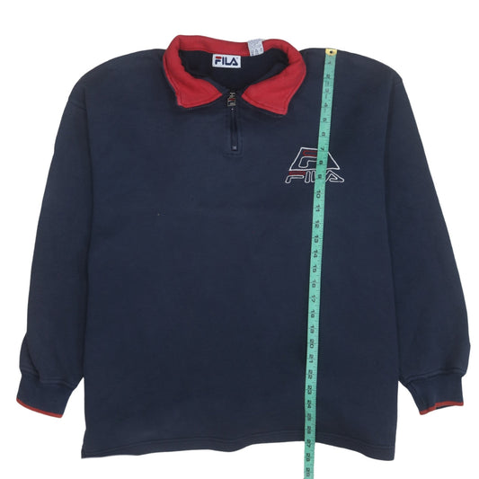 Fila Men's Blue 1/4 Zip Embroidered Logo Sweatshirt Size L