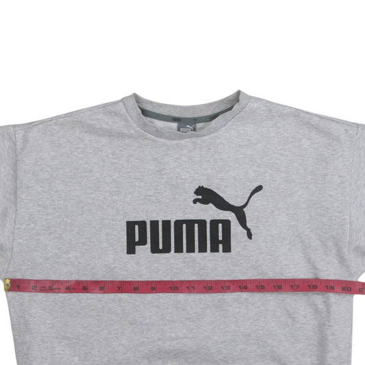 Puma Men's Grey Medium Logo Crew Neck Pullover Sweatshirt