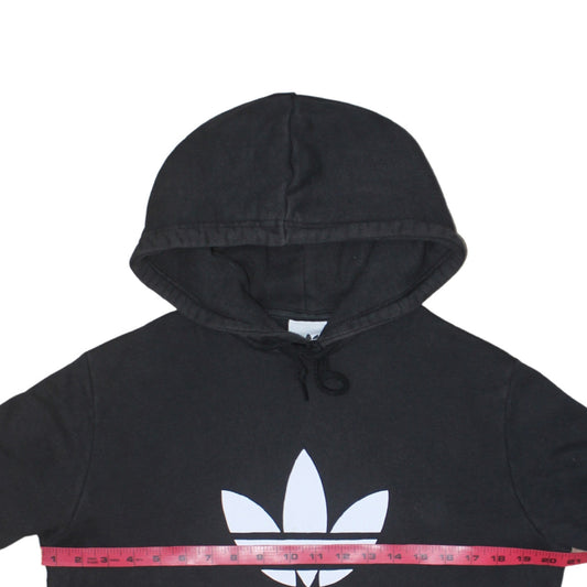 Adidas Mens Black Pullover Hoodie Medium Logo Fleece Sweatshirt