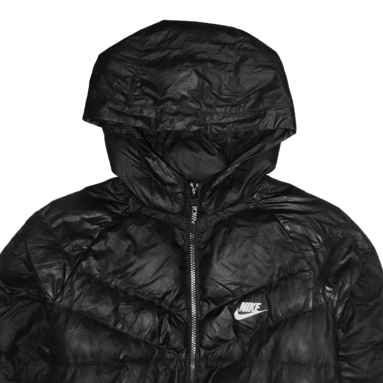 Nike Girls Black Hooded Puffer Jacket XL 158-170cm Winter Coat