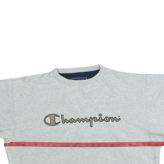 Champion Men's Grey Logo Pullover Sweatshirt Size L Regular Fit