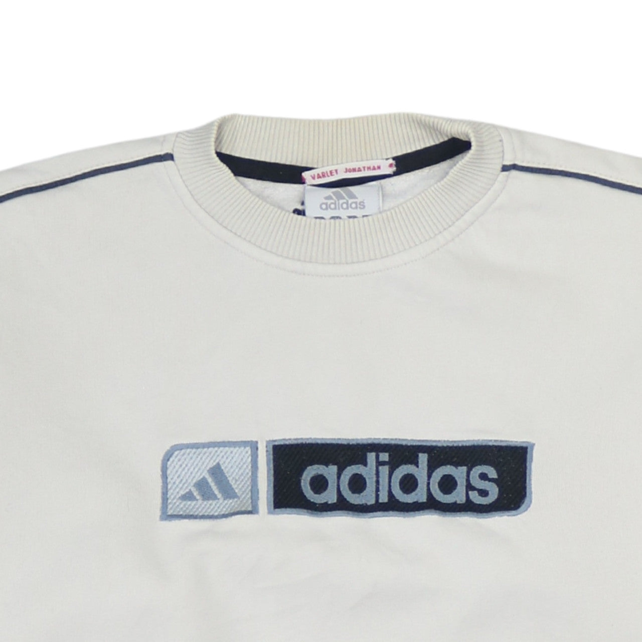 Adidas Teens White Pullover Sweatshirt 164 Logo Crew Neck Fleece