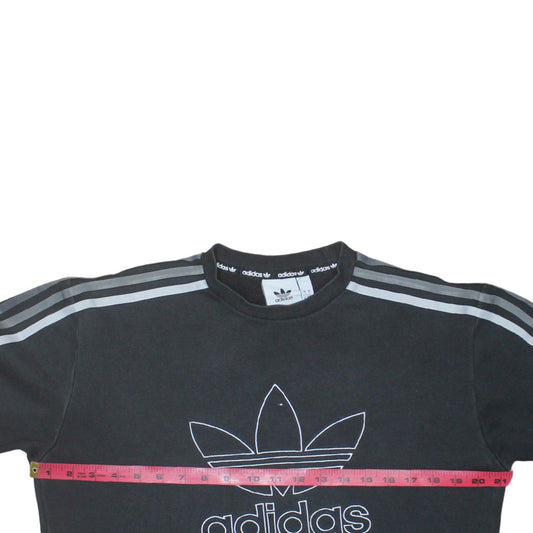 adidas Men Black Small Pullover Logo Crew Neck Sweatshirt