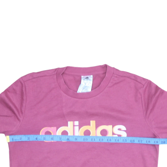 Adidas Womens Pink Logo Crew Neck Pullover Sweatshirt Size 12-14
