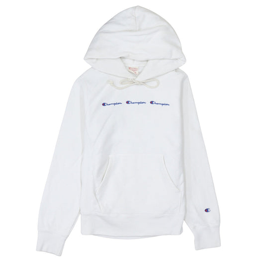 Champion Womens White Reverse Weave Hoodie Medium Pullover Cotton Blend