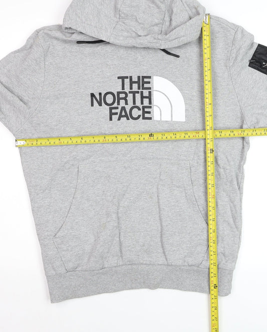 The North Face Men's Grey Pullover Hoodie M Regular Fit Logo Design