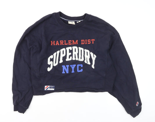 Superdry Womens Navy Harlem Dist NYC Crew Neck Sweatshirt Size 12