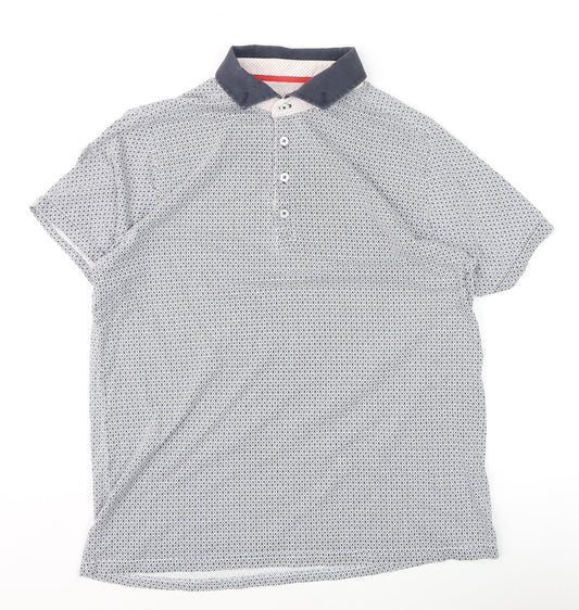 Jiggler Lord Berlue Men's Blue Geometric Pattern Polo Shirt XL