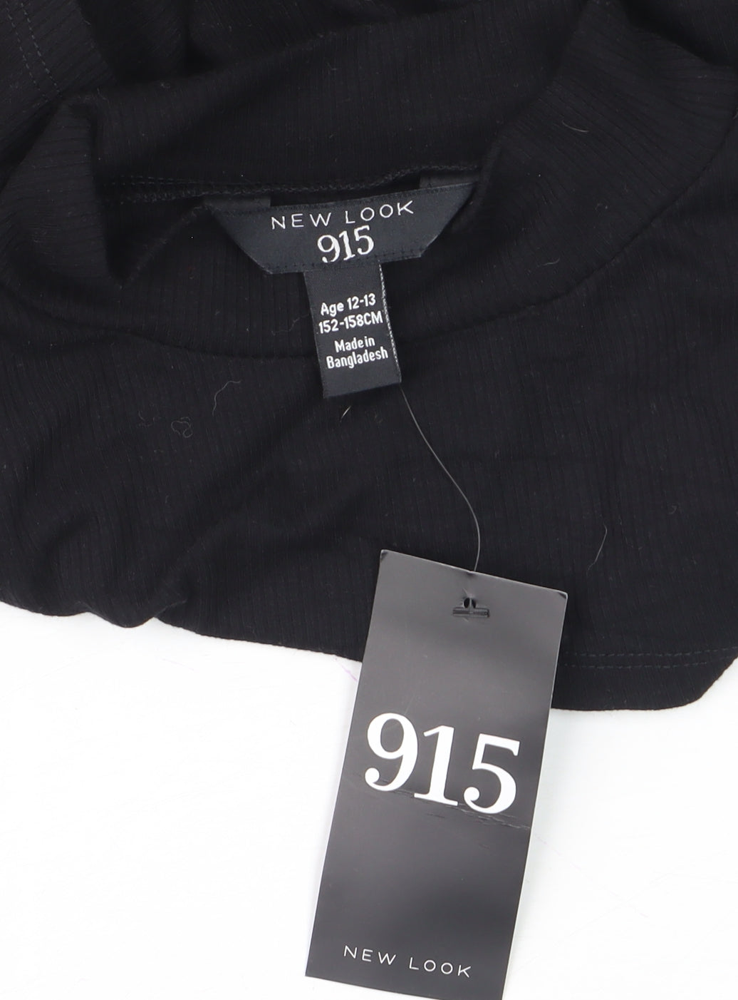 Additional view of New Look 915 girls’ black ribbed mock neck cropped long sleeve t-shirt age 12-13