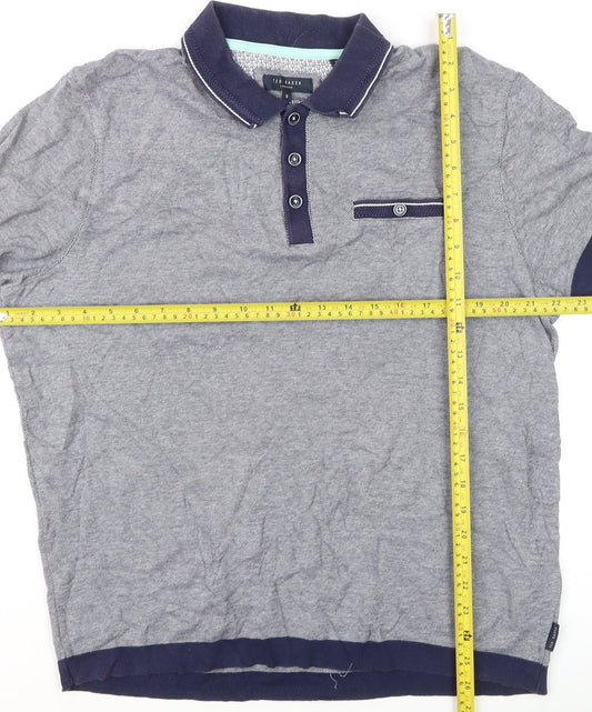 Ted Baker Men’s Grey Cotton Short Sleeve Polo Shirt Size L