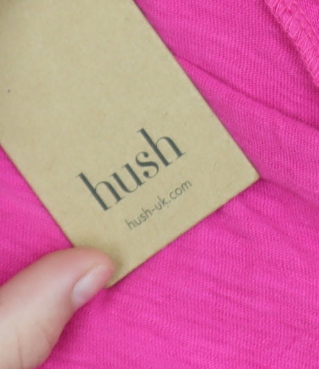 Hush Womens Raspberry Pink Cotton Slub Long Sleeve T-Shirt Size L