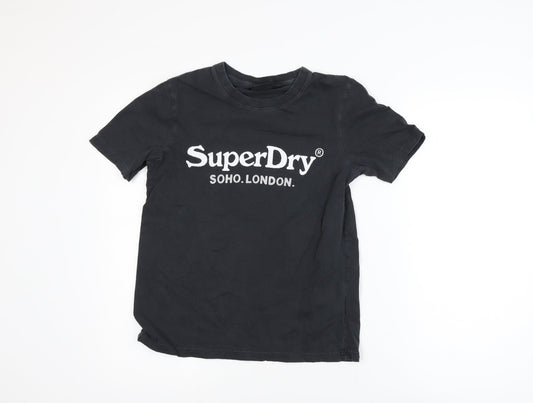 Superdry Womens Black Cotton Short Sleeve Crew Neck T-Shirt S