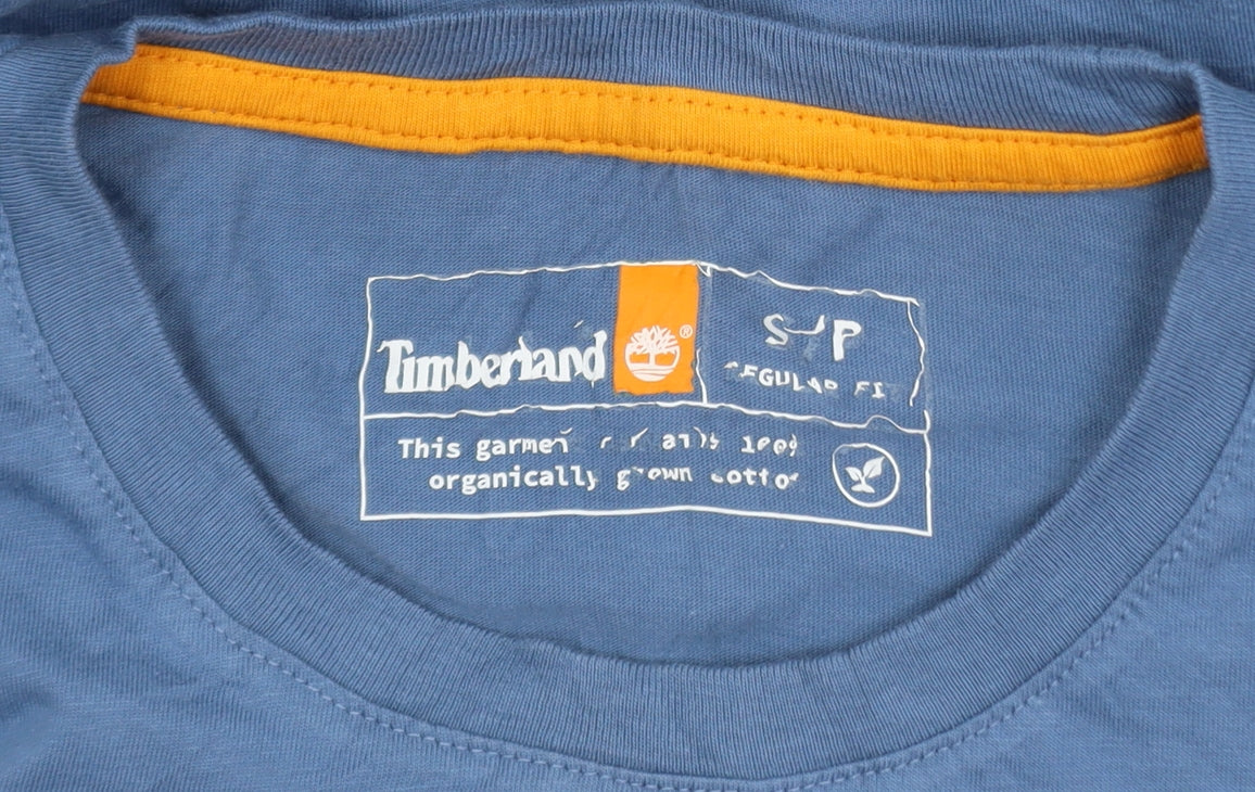 Timberland Men's Blue Regular Fit Organic Cotton Logo T-Shirt Size S