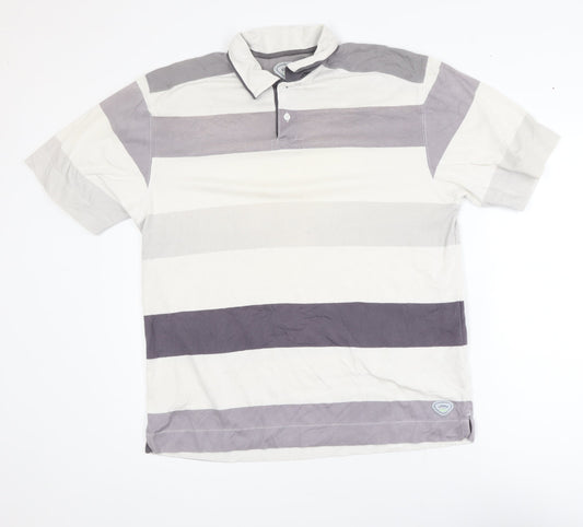 Callaway Mens Grey Striped X Series Golf Polo Shirt L