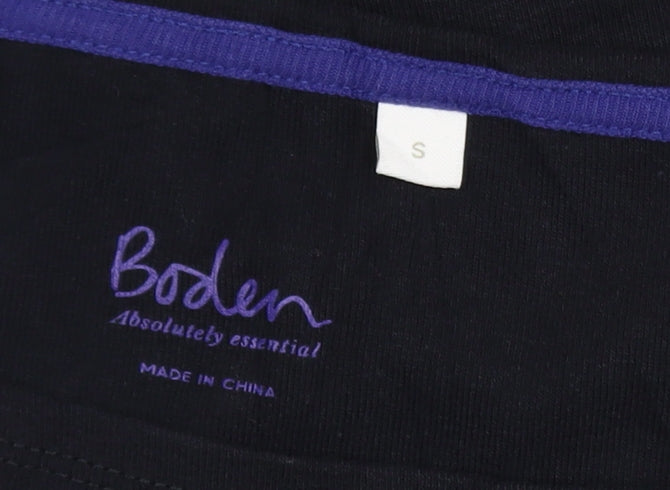 Boden Women’s Black Long Sleeve Boat Neck Cotton Top Size S
