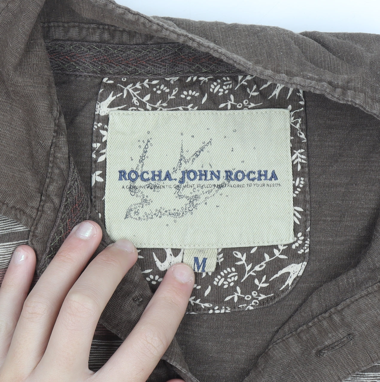 Rocha John Rocha Men's Brown Striped Cotton Polo Shirt M