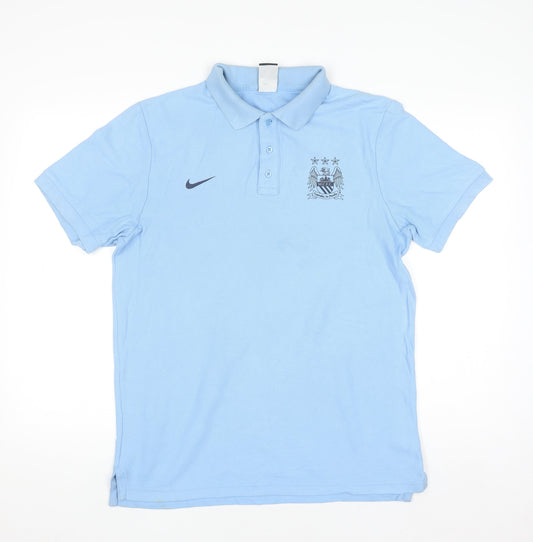 Nike Men’s Blue Football Polo Shirt L Manchester City