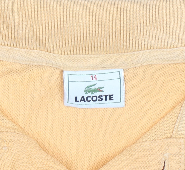 Lacoste Women’s Yellow Polo Shirt Size 14 Cotton Short Sleeve Casual