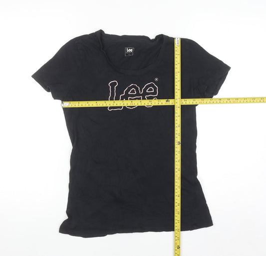 Lee Women’s Black Cotton T-Shirt S Classic Short Sleeve Top