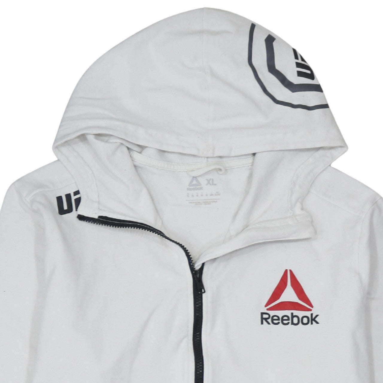 Reebok Men’s White Full Zip Hoodie XL Sports Training Top