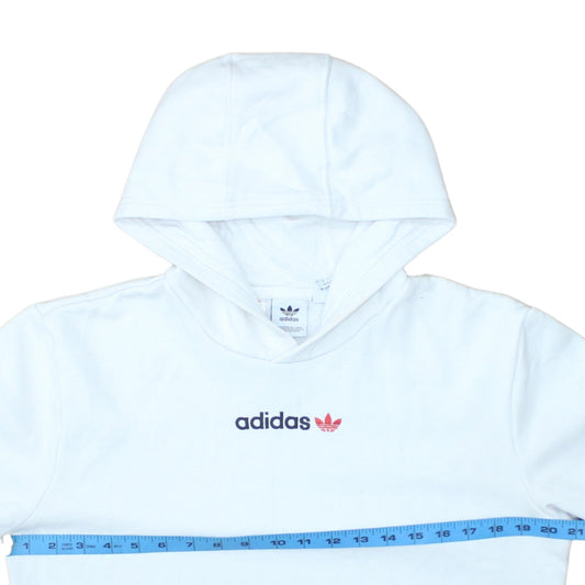 Adidas Boys White Pullover Hoodie 15-16 Years Logo Sportswear