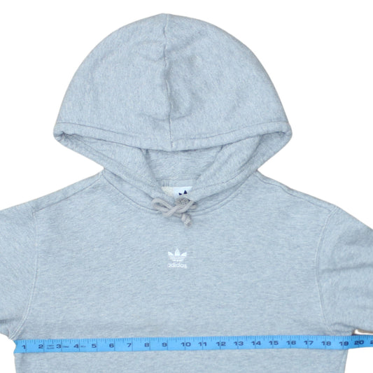 Adidas Women Grey Pullover Hoodie Size 8 Logo Hooded Sweatshirt