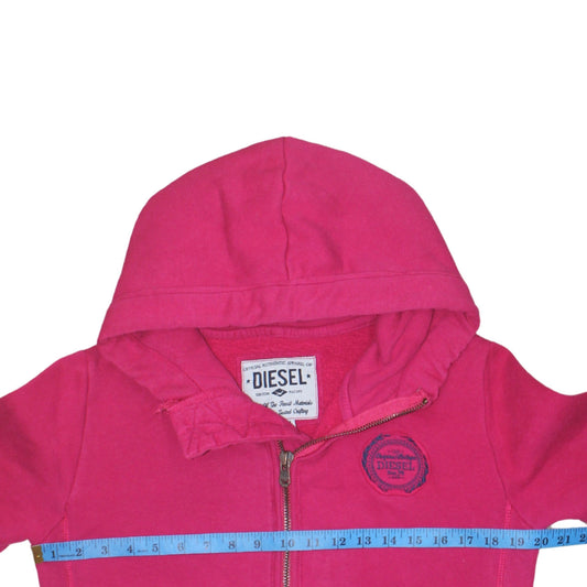 Diesel Womens Pink Full Zip Hoodie Medium Cotton Blend