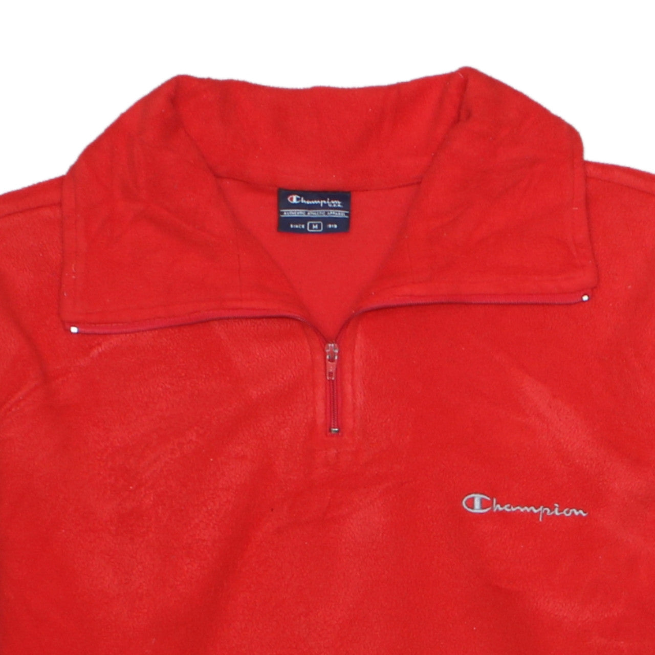 Champion Mens Red Fleece Quarter Zip Pullover Sweatshirt Size M