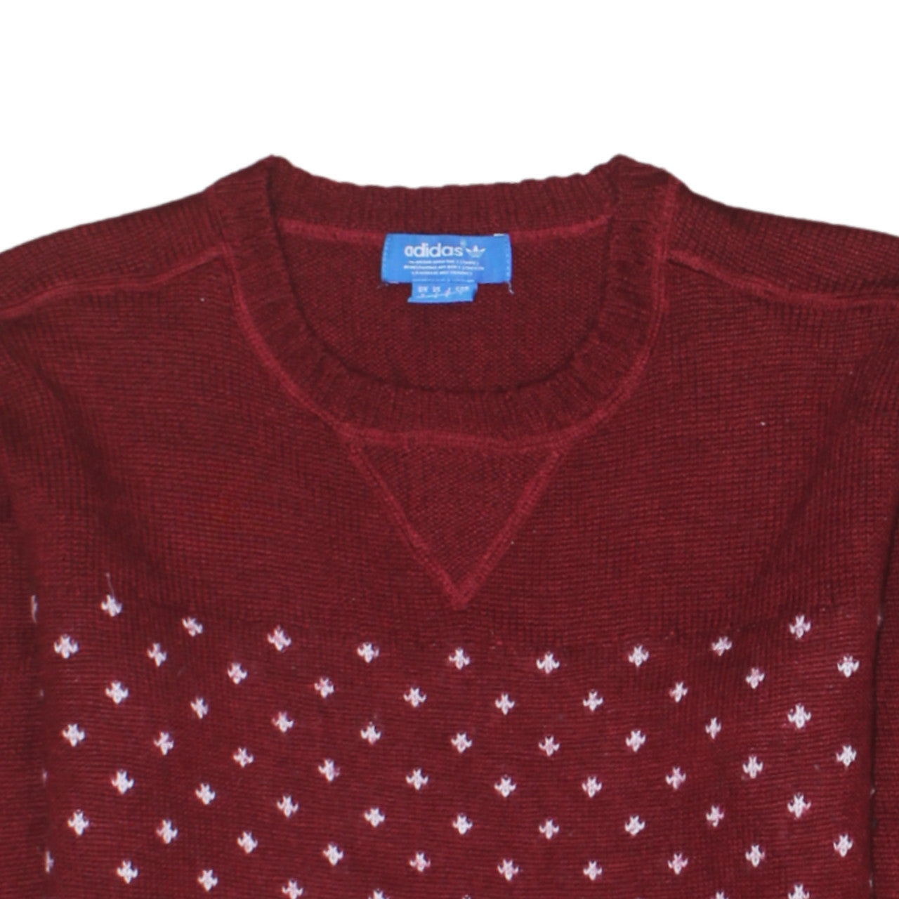 Adidas Women Burgundy Fair Isle Knit Jumper Size L Winter Casual