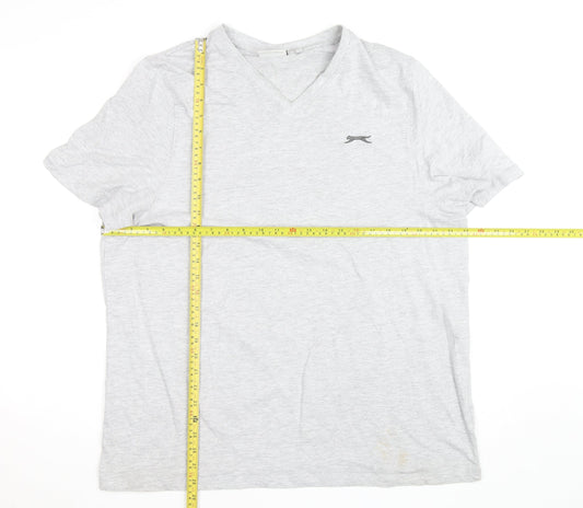Slazenger Men's Grey V-Neck Short Sleeve Cotton T-Shirt XL