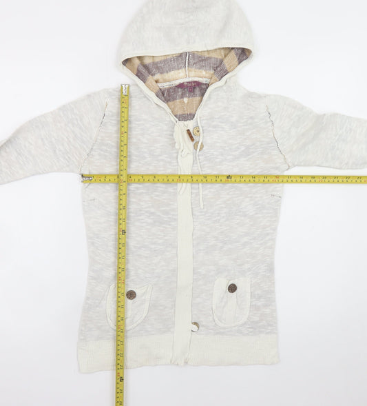 Fat Face Womens Beige Hooded Full Zip Sweatshirt Size 10 Cotton