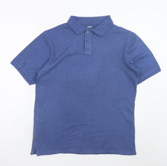 Guise Men's Blue Cotton Polo Shirt Size L Short Sleeve Casual